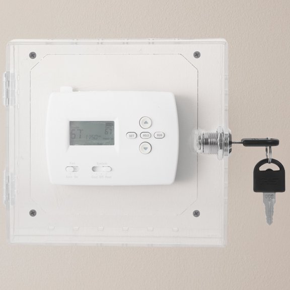 Luxshiny Wall Mounted Clear Thermostat Cover with Lock Secure Acrylic Case for Home Temperature Control