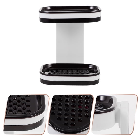 Luxshiny Wall Soap Holder Grey Soap Rack ABS Drain Tray Prevention 1Pack