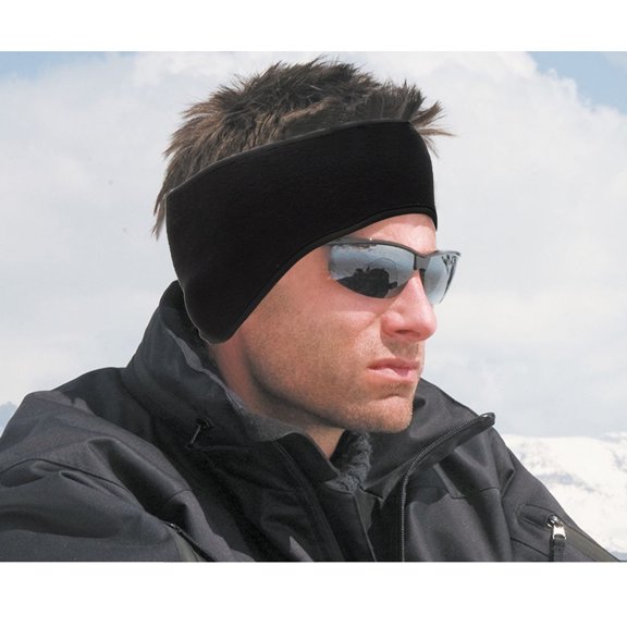 Luxshiny Warm Black Hairband with Double Layer Fleece and Ponytail Hole for Running Hiking Cycling