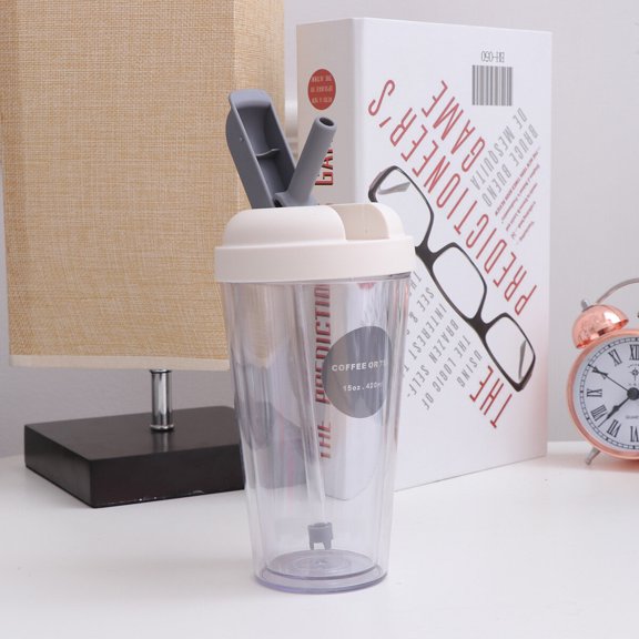 Luxshiny Water Bottle 420ml with Straw Plastic Drinking Bottle Leak Proof