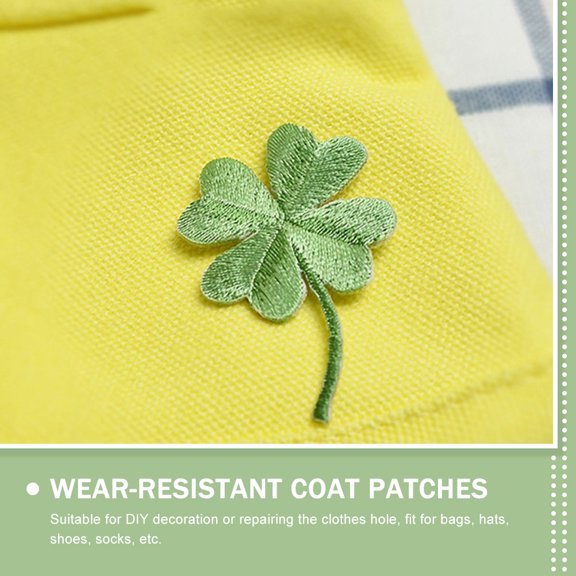Luxshiny Green Leaf Patches for Decoration, Wear-Resistant, Iron-on, DIY Clothing Accessory, 10Pcs