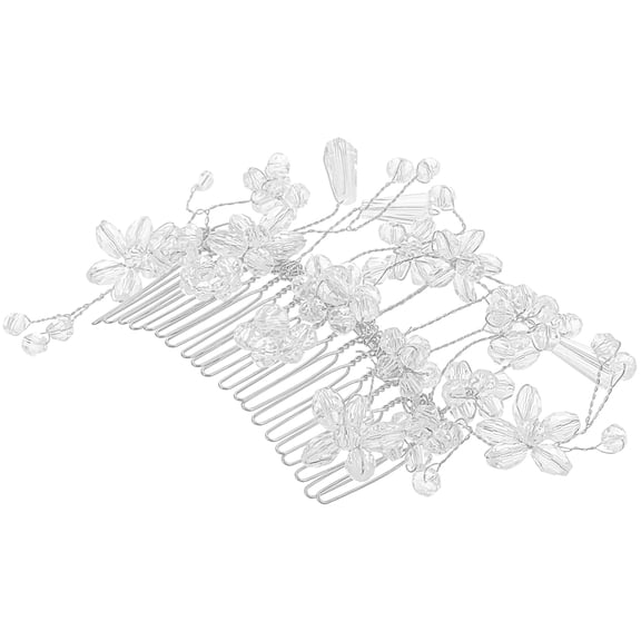 Luxshiny Bridal Rhinestone Hair Accessory Silver Plastic Hair Piece for Wedding Brides 1Pack