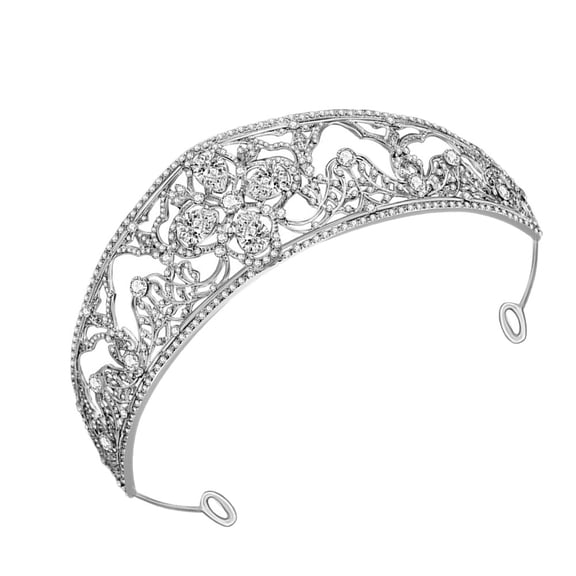 Luxshiny Wedding Hair Decor Silver Rhinestone Bride Crown Lightweight Durable for Engagement