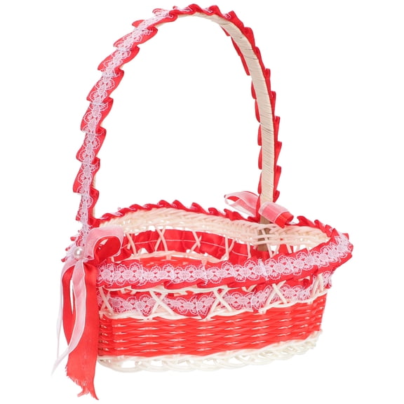 Luxshiny Red Rustic Wedding Flower Basket for Party Favors, , and Storage - Elegant Decorative Basket for Events