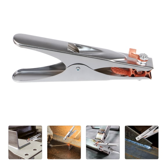Luxshiny Welder Ground Clamp with Powerful 800A Current Plated Silver Chrome Plated Finish
