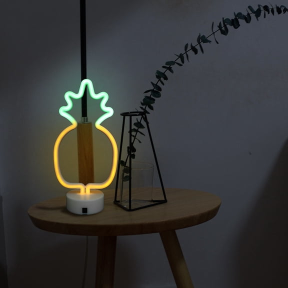 Luxshiny White Neon Pineapple Lamp for Bedroom and Office Ambient Lighting Decor