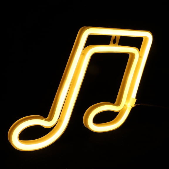 Luxshiny White Note Shape Neon Sign PVC LED Light for Decor Room Party Festival Kid's Bedroom 15.7x9.8 in