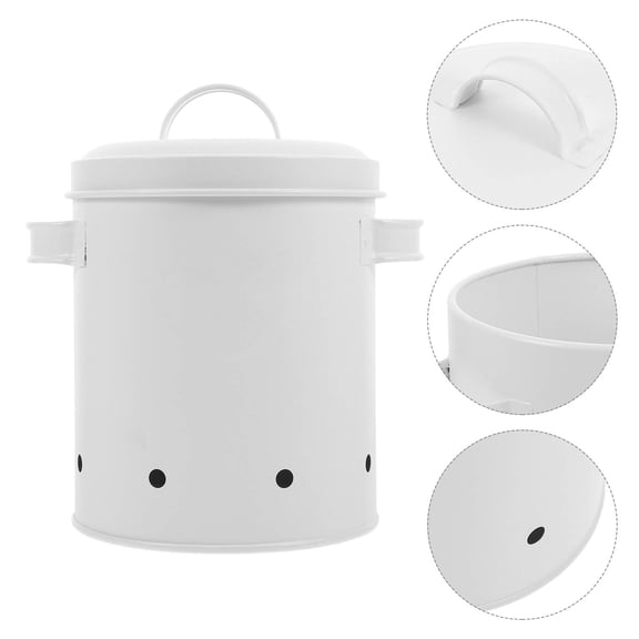 Luxshiny White Kitchen Storage Jar for Garlic Onion Potato and Ginger Countertop Keeper