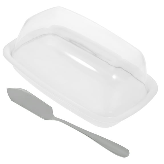Luxshiny White Plastic Butter Dish with Lid for Fridge Storage and Cream Cheese Container Kitchen Organizer