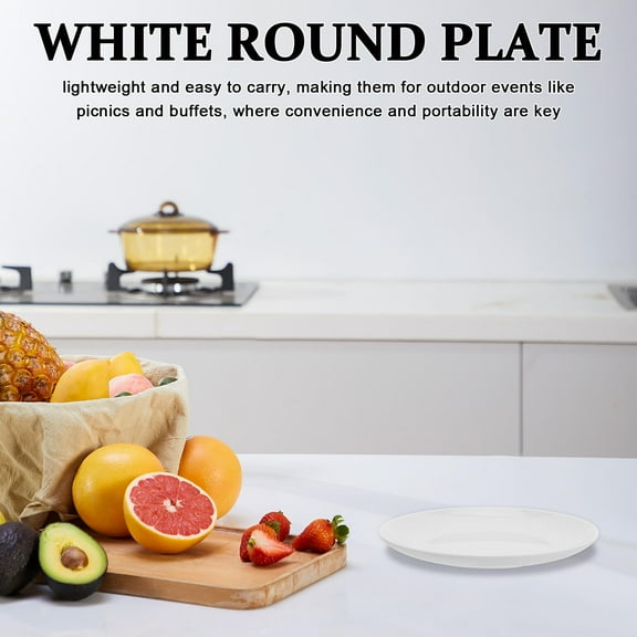 Luxshiny White Plastic Plates for Dining Shatterproof Flat Plates Ideal for Home and Restaurant Use