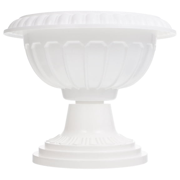 Luxshiny White Plastic Pedestal Flower Pot for Outdoor Yard Garden Decor 1 Piece Planter