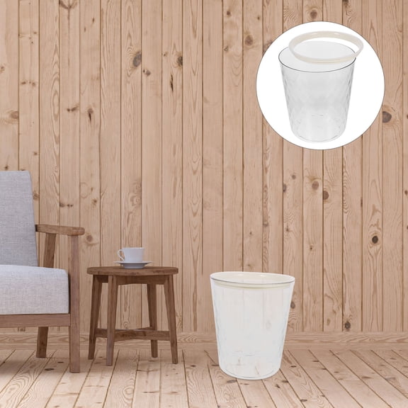Luxshiny White Plastic Trash Can for Storage Modern Style Easy Clean Large Opening Suitable for Home Decor 13L