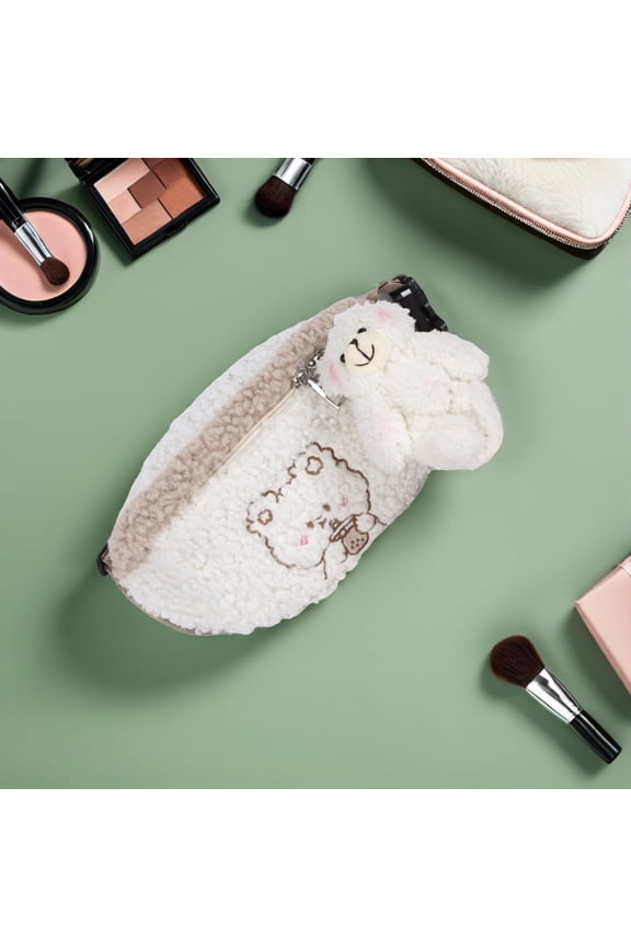 White Plush Bear Pattern Fanny Pack with Smooth Stitching for Daily Essentials