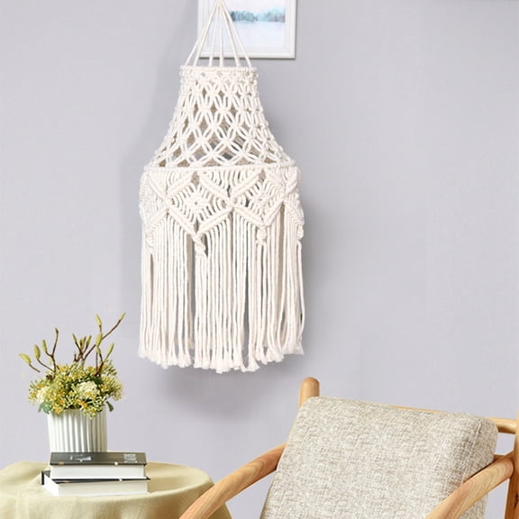 Luxshiny Woven White Macrame Lamp Shade Replacement for Indoor Ceiling and Bedside Lamps