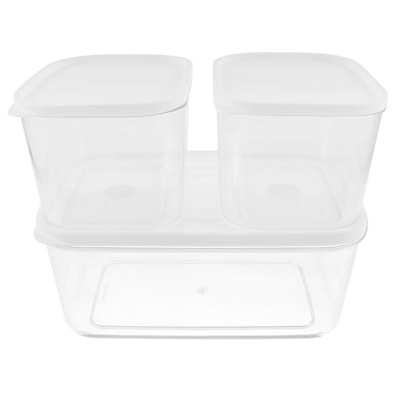 Luxshiny White Produce Saver Container for Fridge, Stackable Food Storage Box for Fruits and Vegetables, 3pcs