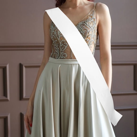 Luxshiny White Satin Blank Sash for Wedding Graduation Party Bridal Shower Prom Decoration
