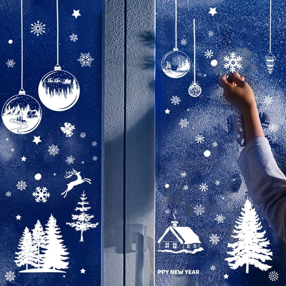 Luxshiny Window Christmas Decor Multi Element PVC Stickers for Holiday Themed Occasions
