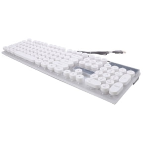 Luxshiny White Backlit Wired Keyboard with Round Keys Compatible with Computers and Mobile Devices