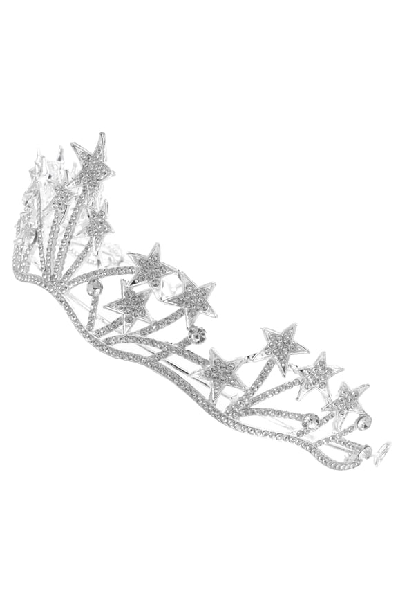 Women Crown Crown Headband Silver Alloy for Weddings 1Pack