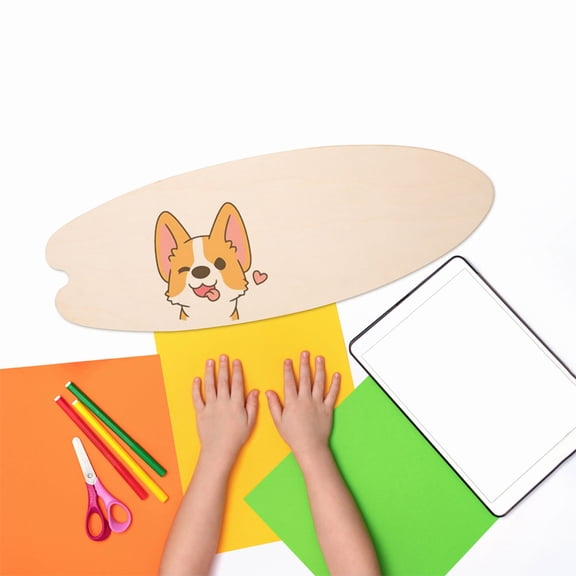 Luxshiny Wood Craft Beige Surfboard Wall Ornament Unfinished for Painting Drawing and Creative Wall Art