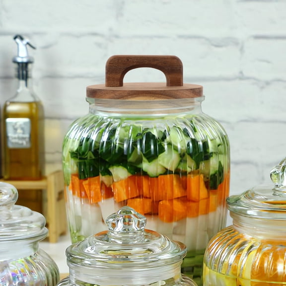 Luxshiny Wood Lid with Seal for Jar Storage Light Brown 1 Pack Round Dust Protection