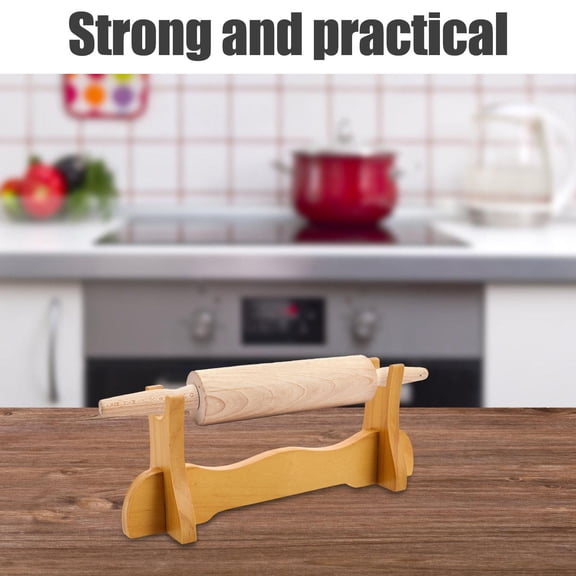 Luxshiny Wood Rolling Pin Holder with Anti Roll Design for Kitchen Countertop Baking Pastry Dough Roller Storage Stand