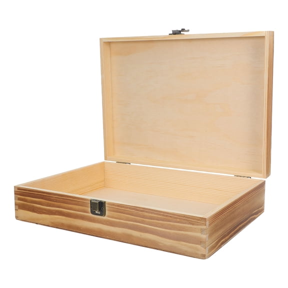 Luxshiny Wooden Cassette Tape Storage Box Coffee Pine Wood Organizer with Hinge for Home Audio Tape Collection