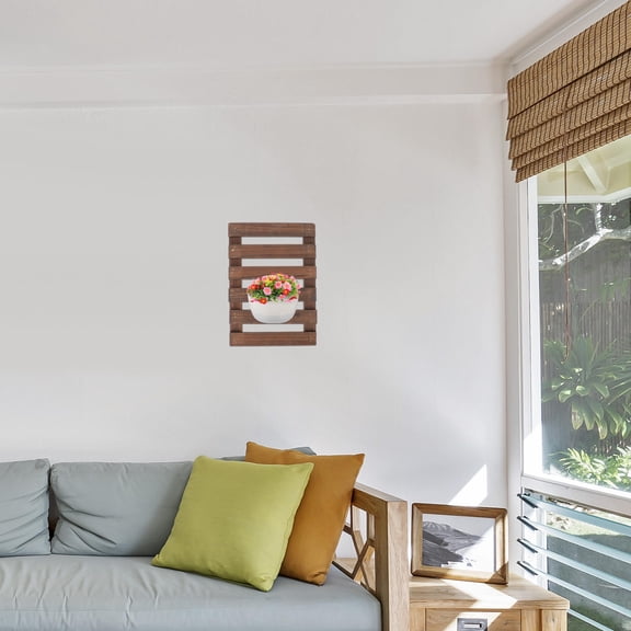 Luxshiny Hanging Wood Shutter in Coffee Color for Home Decor, Suitable for Living Room and Balcony