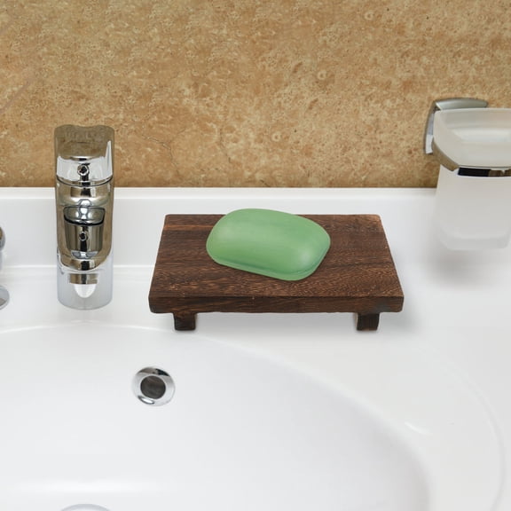 Luxshiny Display Risers Wood Riser Soap Stand Organizing Dark Brown 1Pcs