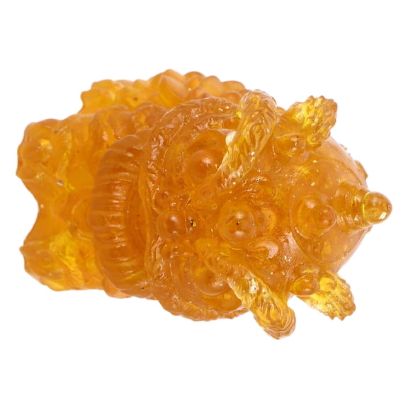 Luxshiny Yellow Crystal Resin Lion Statue Decorative Sculpture for Living Room and Office Feng Shui