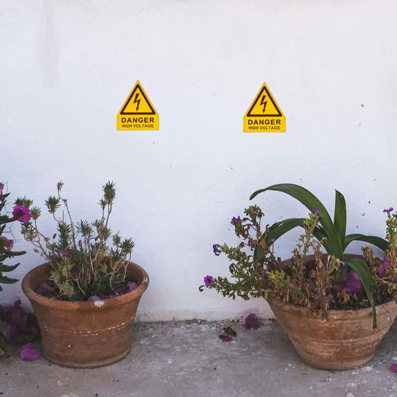 Luxshiny Yellow High Voltage Warning Label Stickers for Outdoor Equipment Safety PVC Durable Adhesive 6pcs