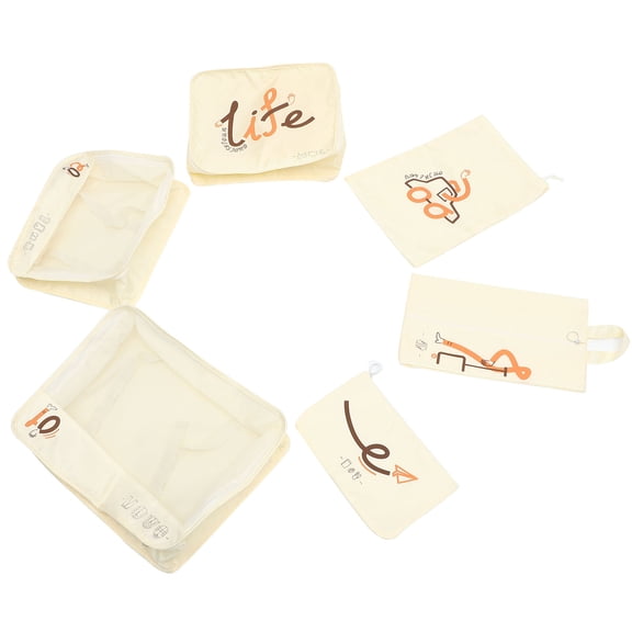 Luxshiny Travel Packing Cubes Set with Handle, Foldable Luggage Organizer Bags in Yellow for Efficient Suitcase Storage
