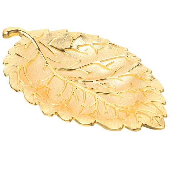 Luxshiny Golden Leaf Snack Tray Reusable Fruit Dessert Serving Plate for Home Use