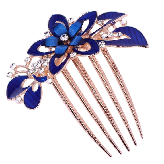 Luxshiny flower bride wedding hair comb Hairdressing Comb Decorative Dark Blue 1Pack for Prom