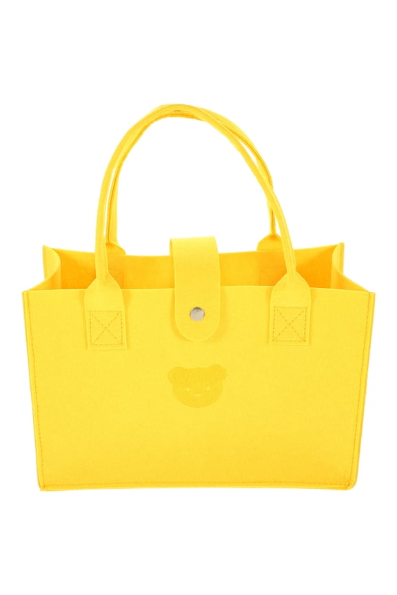 Large Yellow Felt Tote Bag with High Capacity for Office, School, Handheld Storage Handbag