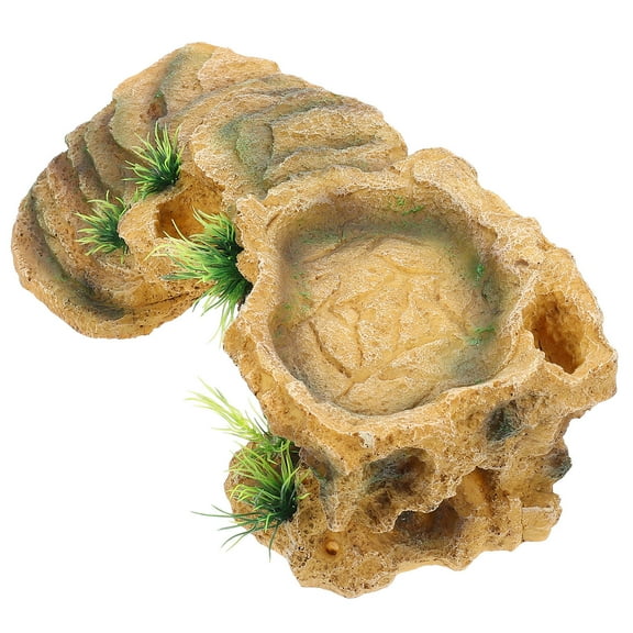 Luxshiny Turtle Resin Tortoise Habitat Reptile Breeding Box in Khaki Color, 1 Set for Reptile Care