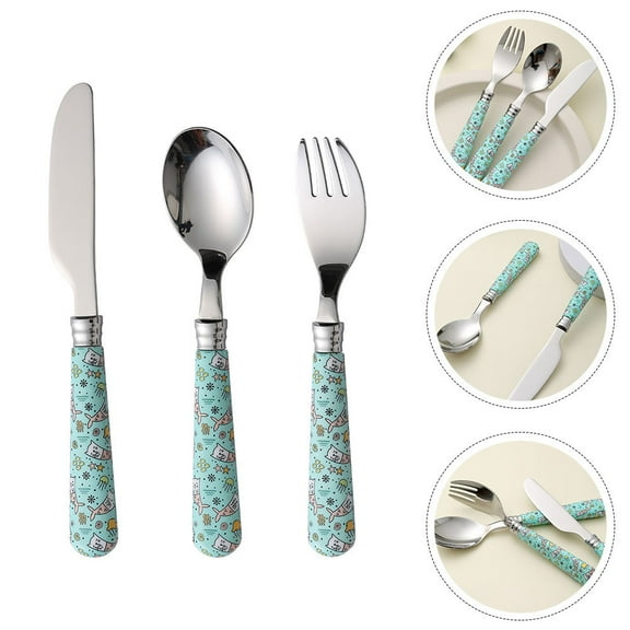 Luxshiny spoon fork set Kids Cutlery Kit Stainless Steel Rust-resistant for Entertainment 1 Set
