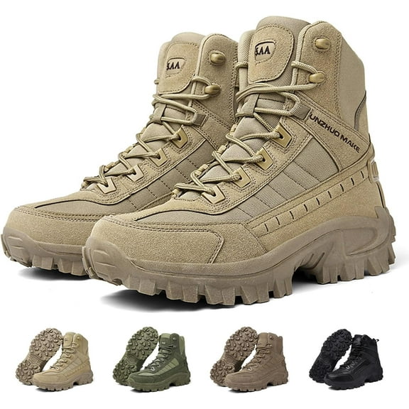 Luxsines Leather Boots - Luxsines Boots for Men, Orthopedic Support Anti-Puncture Work Boots, Waterproof, Anti-Sprain