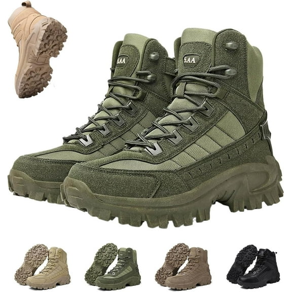 Luxsines Leather Boots,Luxsines Mens Orthopedic Support Anti-Puncture Work Boots, Waterproof Slip On Hiking Sneakers