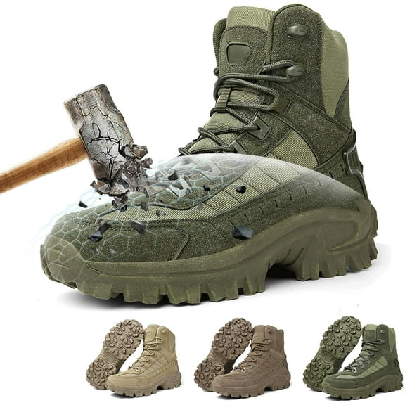 Luxsines Leather Boots,Mens Orthopedic Support Anti-Puncture Work Boots Waterproof Anti-Sprain Hiking Boots,Anti-Slip