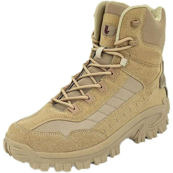 Luxsines Leather Boots, Mens Orthopedic Support Anti-Puncture Work Boots Waterproof Anti-Sprain Hiking Boots