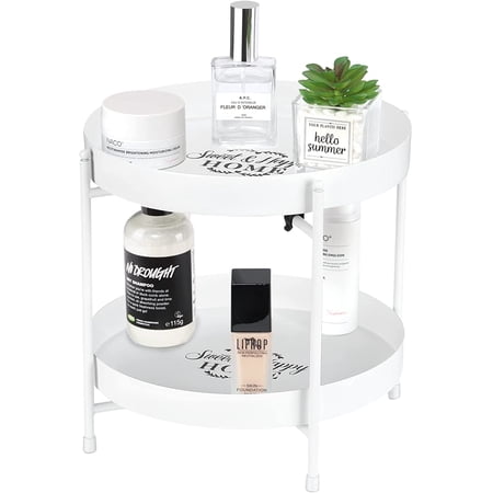 Luxspire 2-Tier Bathroom Countertop Organizer, Bathroom Vanity Trays 2-Tier, Detachable Countertop Organizer Shelves Serving Tray, Dresser Makeup Storage Sink Kitchen Spice Rack Perfume Tray, White