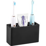 Luxspire 3-Slot Toothbrush Holder, Natural Solid Print Bathroom Accessory, Electric Toothbrush and Toothpaste Holder, Resin Bathroom Countertop Storage, Black