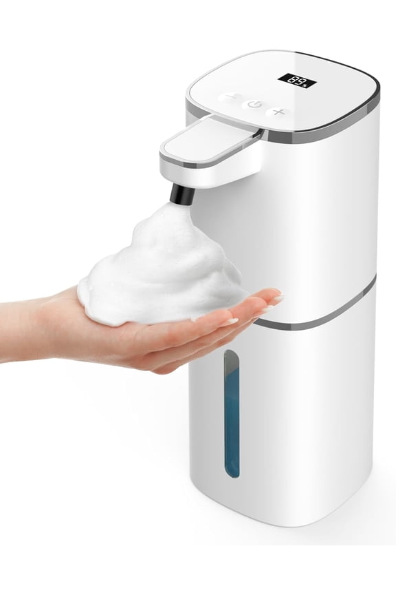 Automatic Foaming Soap Dispenser, Touchless Foam Soap Dispenser, Rechargeabled 9 Adjustable Levels & IPX5 Waterproof Wall Mounted 420ml Soap Container for Bathroom, Kitchen and Hotel, White