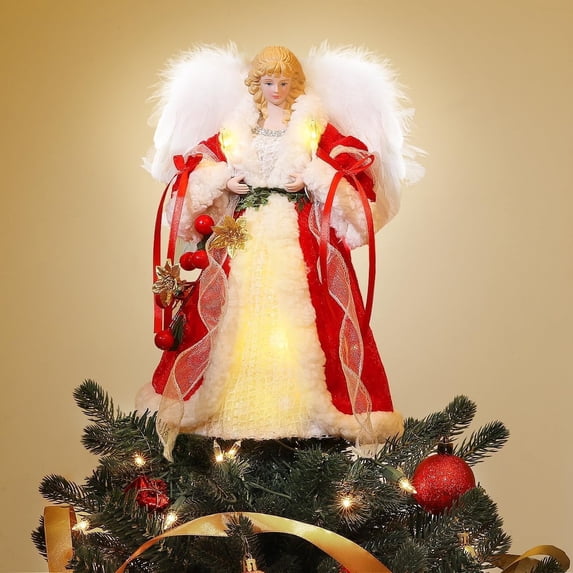 Inside Home Tree Luxspire Christmas Tree Topper, Angel Tree Topper with Lights, Angel ...