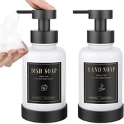 Luxspire Foaming Soap Dispenser, Glass Foam Pump Soap Dispenser, Non-Slip Hand Soap Dispenser with 5 Waterproof Labels, 15 Oz Refillable Liquid Soap Dispenser for Bathroom & Kitchen, 2 Pack