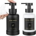thumbnail image 1 of Luxspire Foaming Soap Dispenser, Glass Foam Pump Soap Dispenser, Non-Slip Silicone Sleeve & 5 Waterproof Labels, 15 Oz Refillable Liquid Bottle for Bathroom & Kitchen, Black+White, 2 Pack, 1 of 8