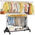 thumbnail image 1 of Luxspire Heavy Duty Clothes Rack Load 600 LBS, Double Rod Clothing Rack, Rolling Garment Racks with Lockable Wheels, Shelves, Adjustable Laundry Hanging Racks for Clothes, 1 of 9