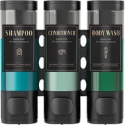 Luxspire Shampoo and Conditioner Dispenser, No Drill Wall Mounted Shower Soap Dispenser 3 Chamber with Waterproof Labels, Easy Refill Soap Dispenser for Bathroom Hotel Kitchen, Black
