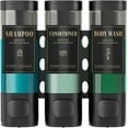 thumbnail image 1 of Luxspire Shampoo and Conditioner Dispenser, No Drill Wall Mounted Shower Soap Dispenser 3 Chamber with Waterproof Labels, Easy Refill Soap Dispenser for Bathroom Hotel Kitchen, Black, 1 of 9